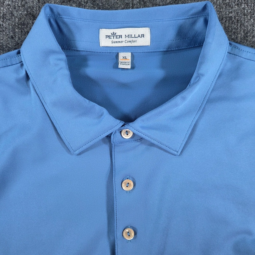 Peter Millar Summer Comfort Men's XL (FIT 2XL) Blue Golf Performance Polo Shirt
